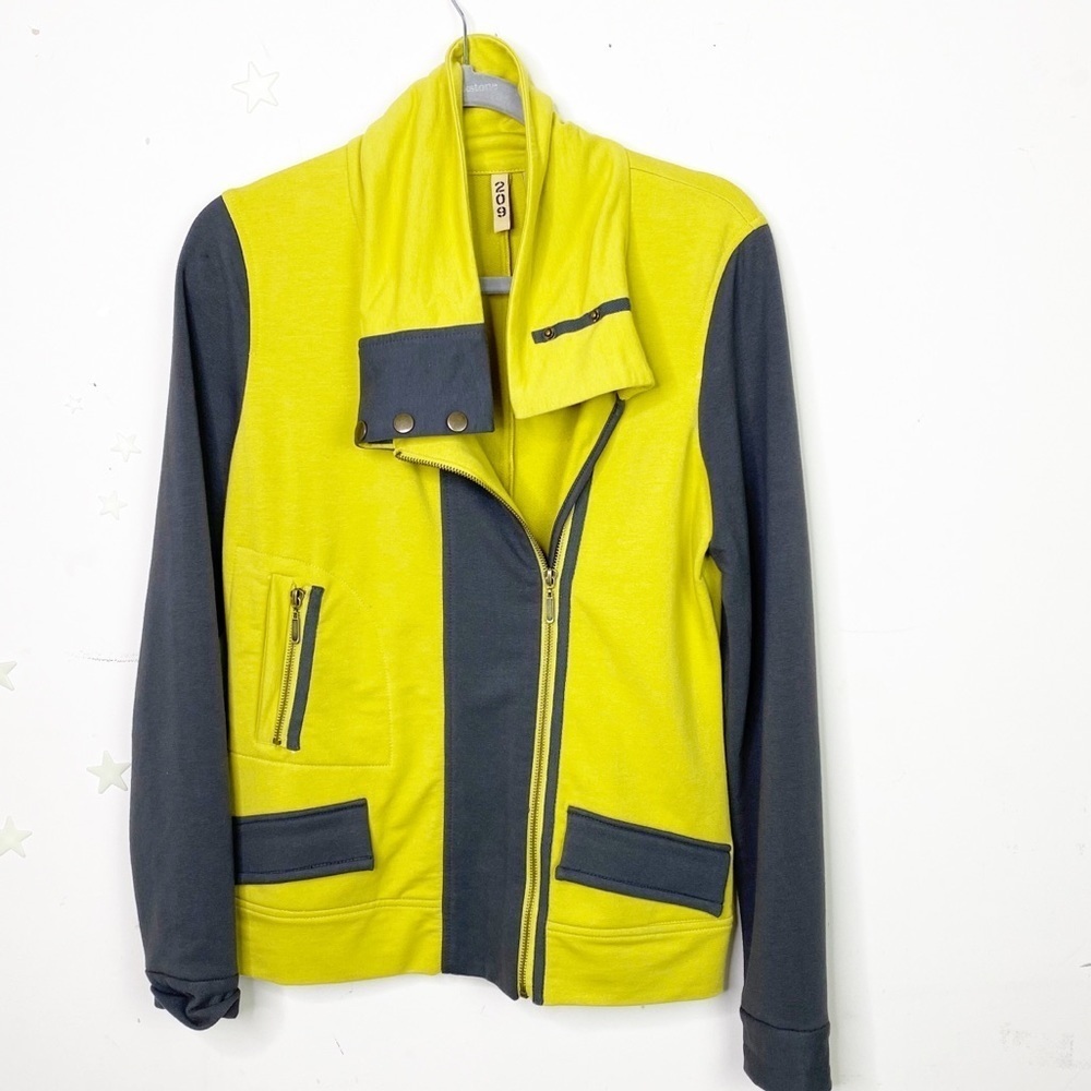 𝅺209 mustard & grey moto jacket